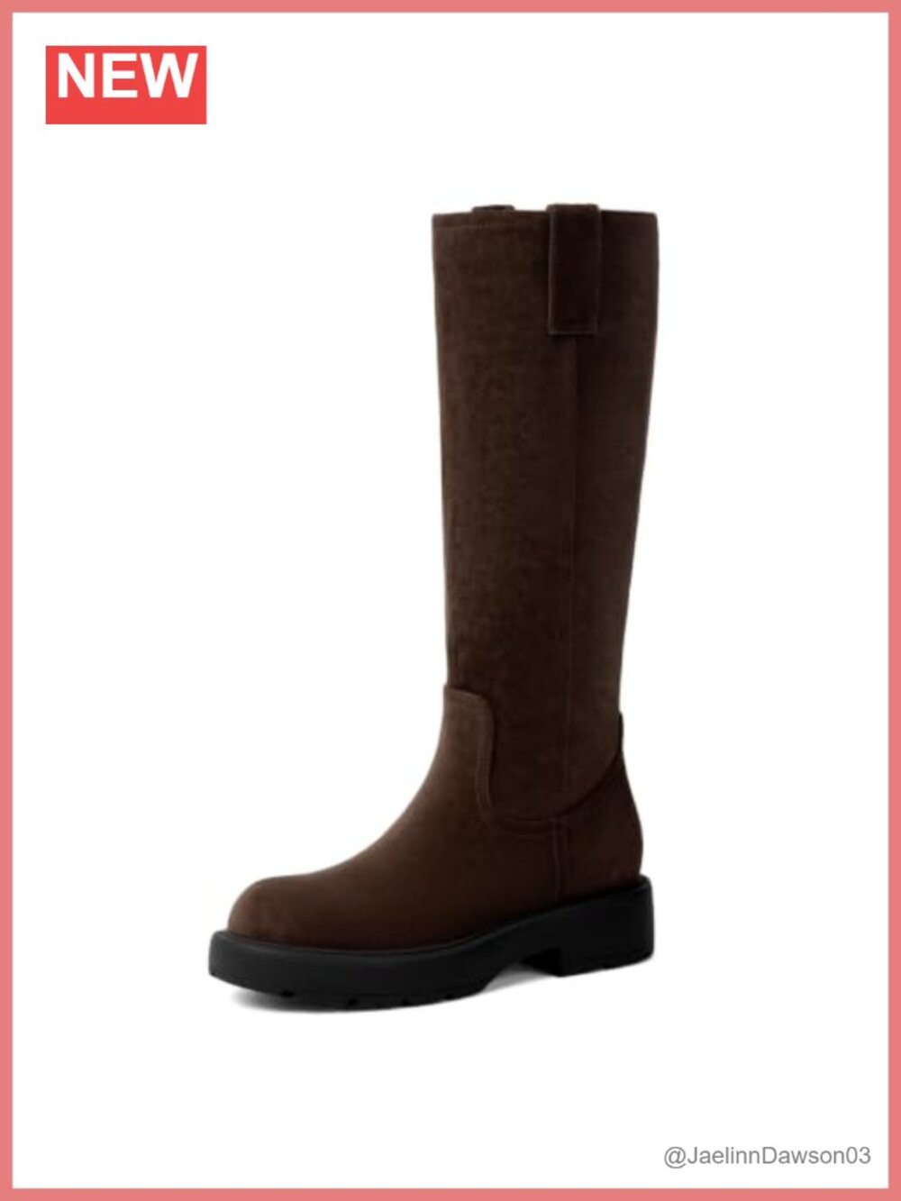 Women's Knee High Riding Boots Faux Suede Low Block Heel Zip
